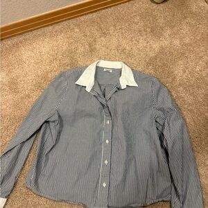 J. Crew Navy and White Striped Shirt